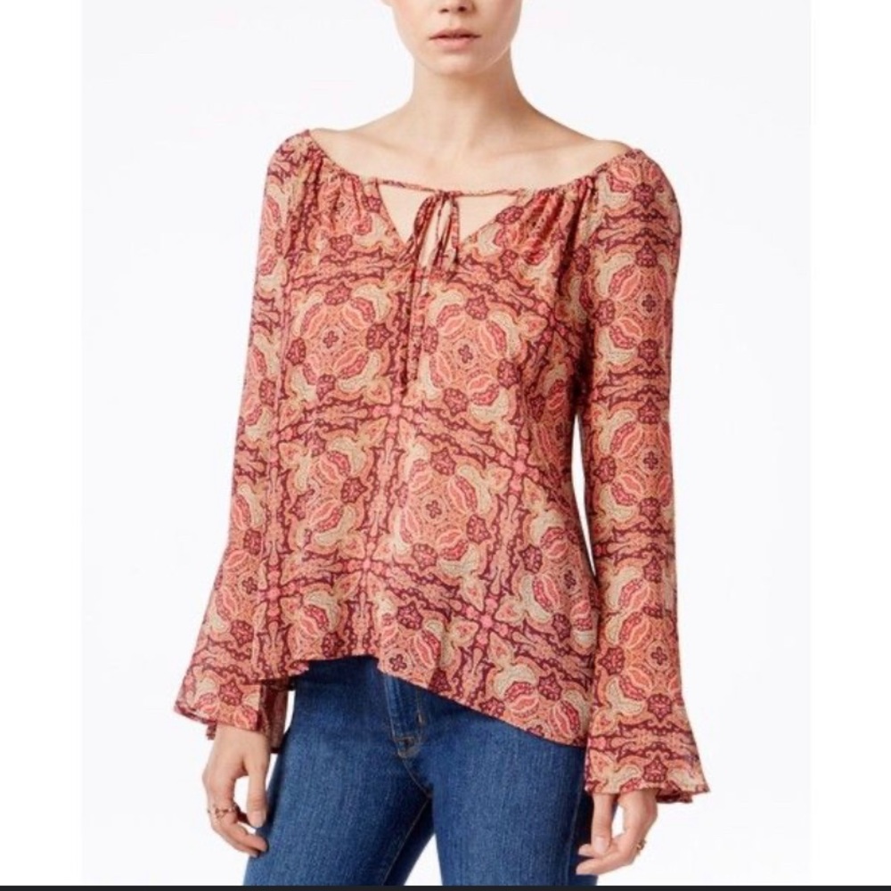 Buy higher priced item. Get lower price free.  Bohemian Mandala sleeve top